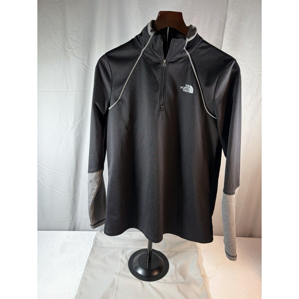 The North Face Performance 1/4 Zip Mock Neck Hiking Womens Large Black Gray